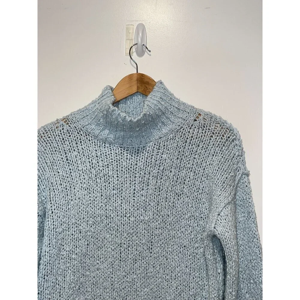 Anthropologie Blue Baggy Versatile Mock Neck Pullover Sweater Women's Size XXS